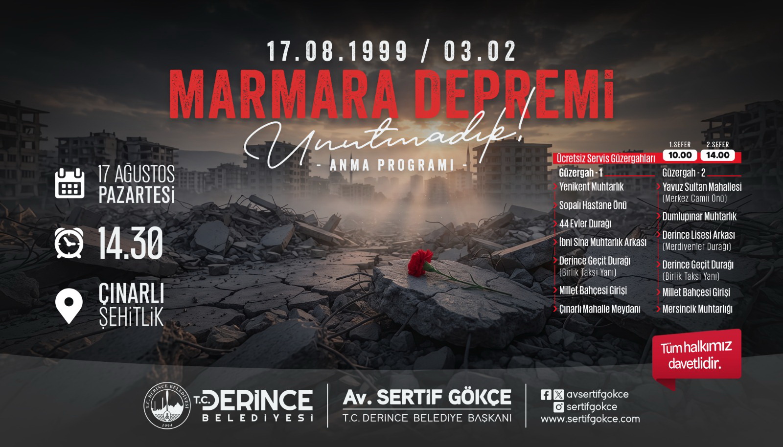 Deprem �ehitleri Derince�de Dualarla An�lacak